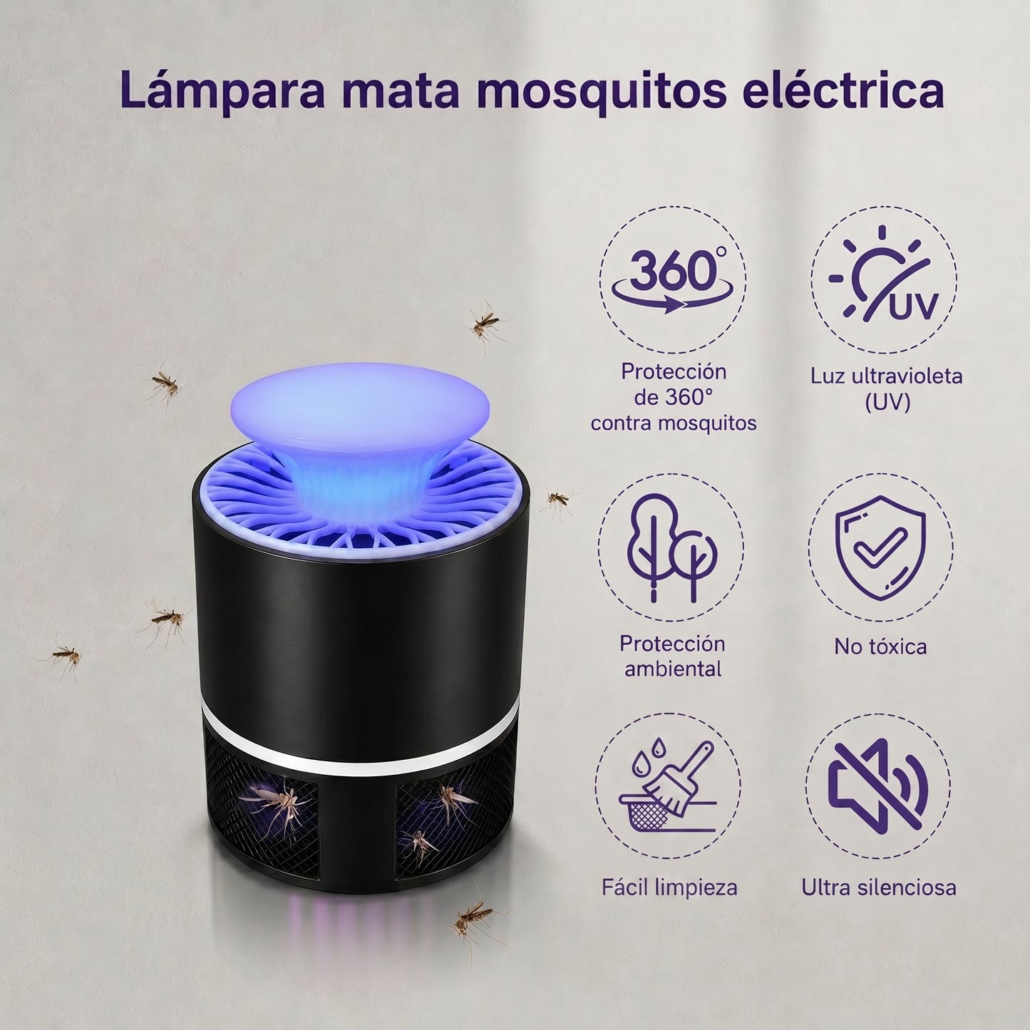 Lámpara antimosquitos por succión